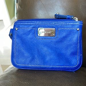 Nine West clutch, card holder, royal blue leather like